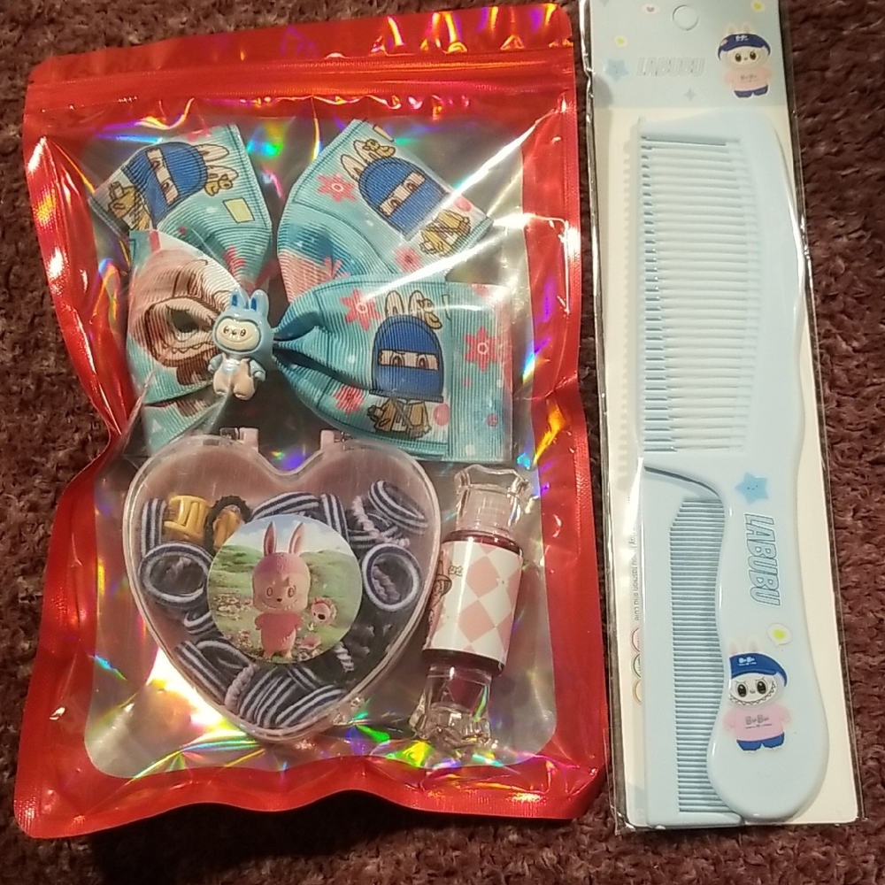 Cute Kids Labubu Hair Accessory Set with Comb NEW